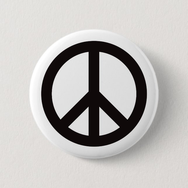 Peace Symbol - Black 6 Cm Round Badge (Front)
