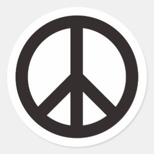 Peace Symbol - Black Classic Round Sticker