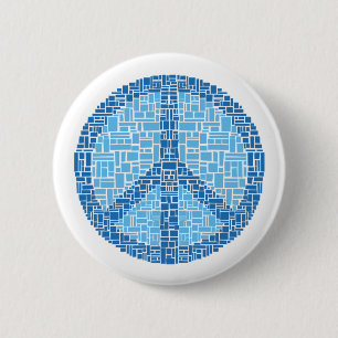 Peace Symbol (Blue) 6 Cm Round Badge