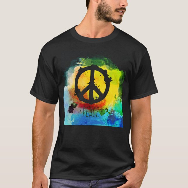 Peace Symbol Bright Colours Boho T-shirt (Front)