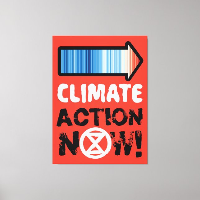 Peace Symbol & Climate Stripes Canvas Wall Art  (Front)