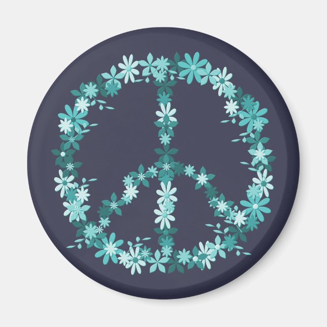 Peace symbol flower power magnet (Front)