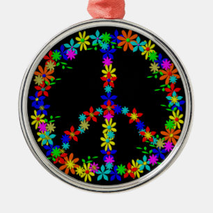 Peace Symbol Flower Power Metal Tree Decoration