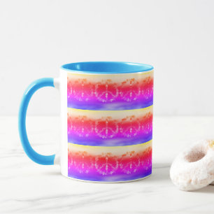 Peace symbol flower powern Rainbow colours Mug