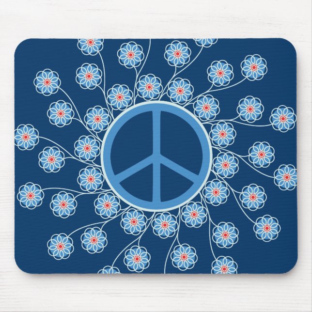Peace Symbol Flowers Mouse Pad (Front)