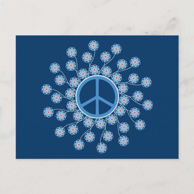 Peace Symbol Flowers Postcard (Front)