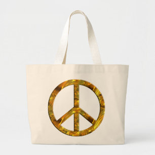 PEACE symbol - GOLD Large Tote Bag