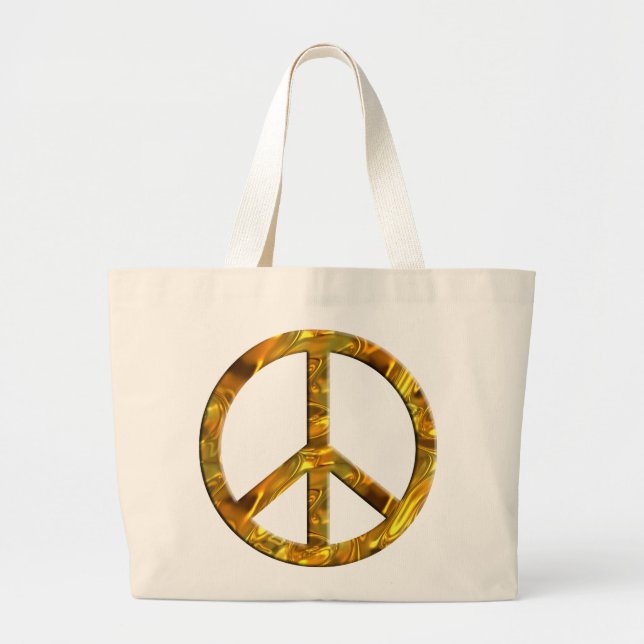PEACE symbol - GOLD Large Tote Bag (Front)