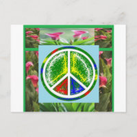PEACE SYMBOL : Green Artistic Flowers