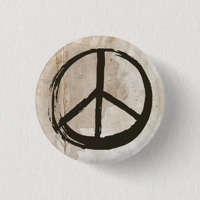 Peace Symbol Hippie Love No War Sign Mud Soiled 3 Cm Round Badge (Front)