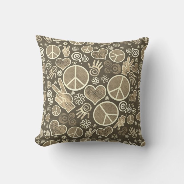Peace Symbol Hipster Pacifism Sign Design Cushion (Front)
