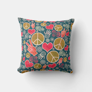 Peace Symbol Hipster Pacifism Sign Design Cushion