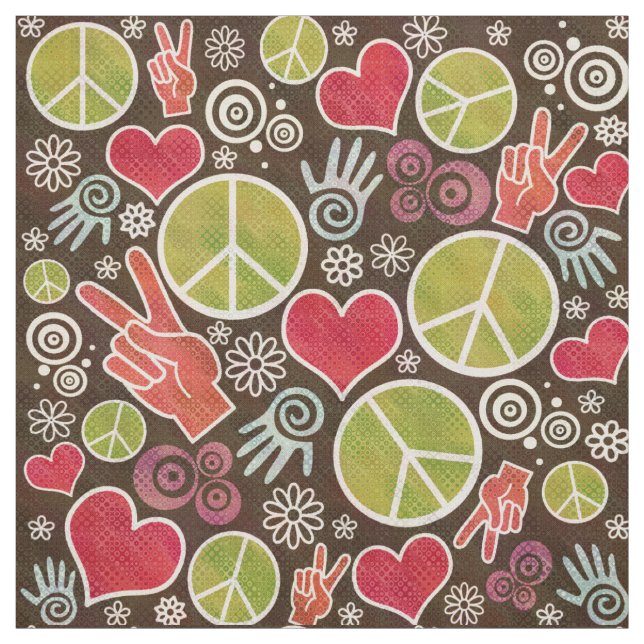 Peace Symbol Hipster Pacifism Sign Design Fabric (Swatch)