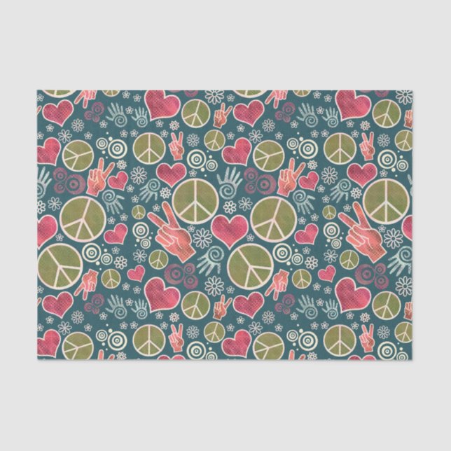 Peace Symbol Hipster Pacifism Sign Design Tissue Paper (Front)