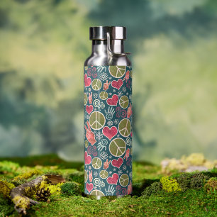Peace Symbol Hipster Pacifism Sign Water Bottle