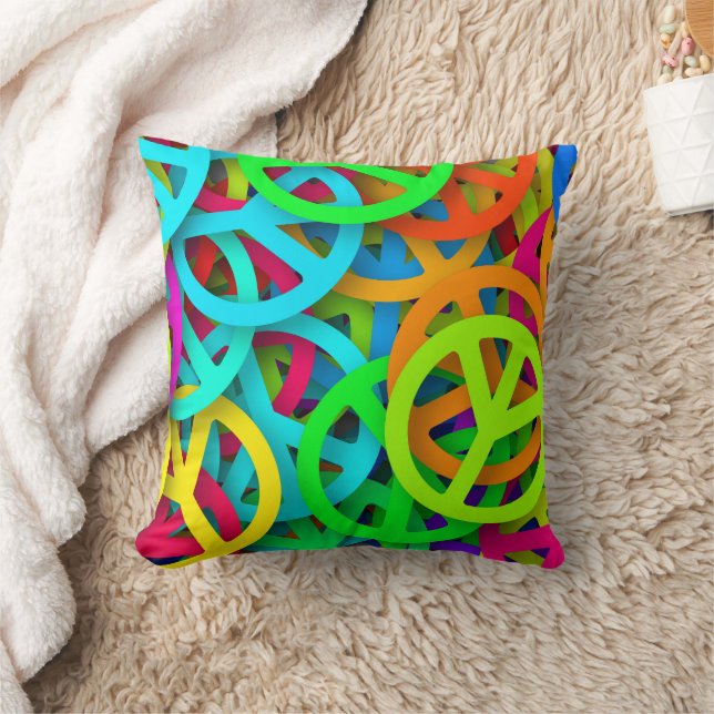 Peace Symbol Icon Modern Sign Throw Pillow (Blanket)