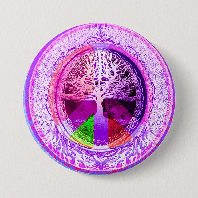 Peace Symbol in Rainbow Colours 7.5 Cm Round Badge (Front)