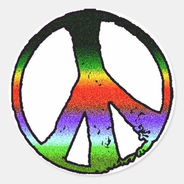Peace Symbol in Rainbow Glitter Classic Round Sticker (Front)