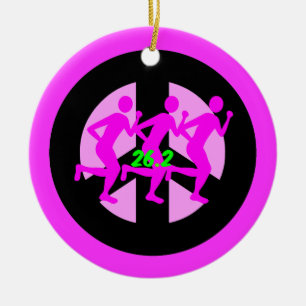 Peace symbol marathon ceramic tree decoration