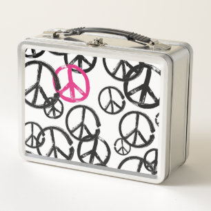 Peace symbol metal lunch box