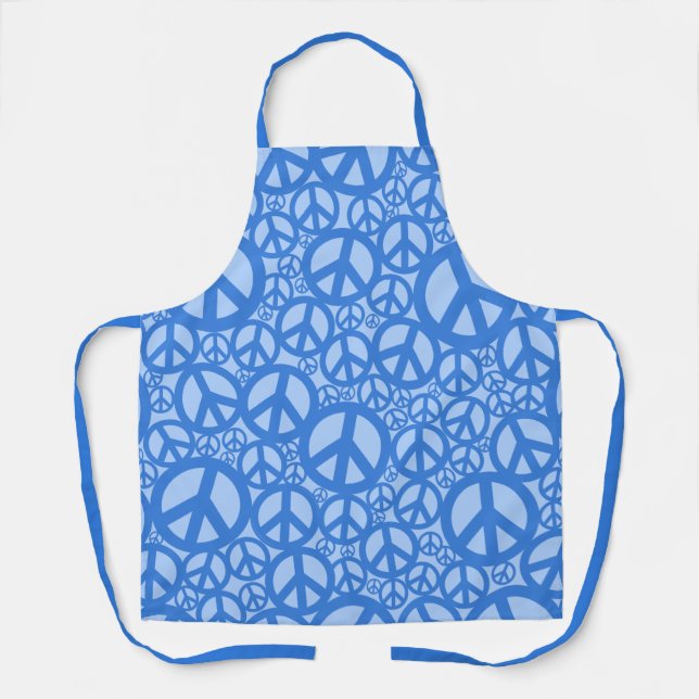 Peace Symbol Pattern Blue Apron (Front)