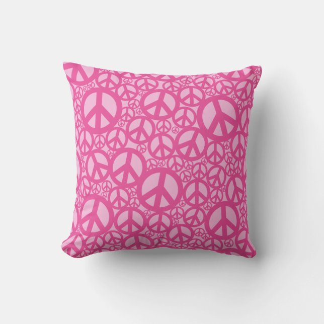 Peace Symbol Pattern Pink Cushion (Front)