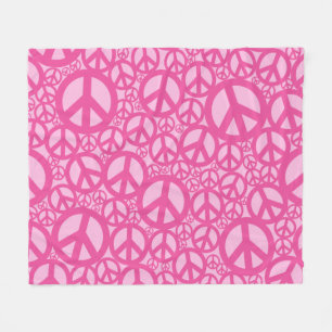 Peace Symbol Pattern Pink Fleece Blanket