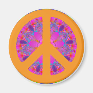 Peace Symbol, psychedelic design Magnet