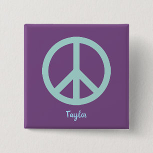 Peace Symbol Purple and Blue 15 Cm Square Badge