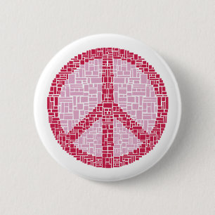 Peace Symbol (Red) 6 Cm Round Badge