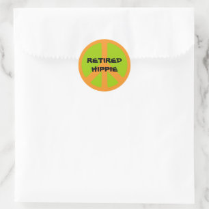 Peace Symbol, Retired Hippie, Classic Round Sticker