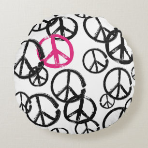 Peace symbol round cushion