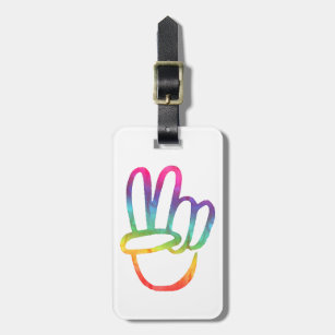 PEACE Symbol sign Hippie Tie-Dye 60s Love V Hand Luggage Tag