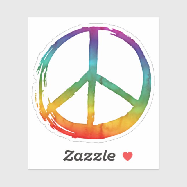 PEACE Symbol sign Hippie Watercolor Tie-dye Brush (Sheet)