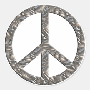 PEACE symbol - SILVER Classic Round Sticker