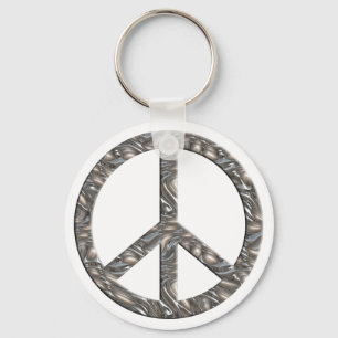 PEACE symbol  - SILVER Key Ring