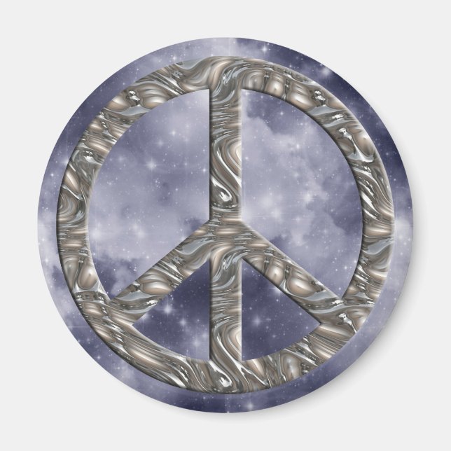 PEACE symbol  - SILVER Magnet (Front)