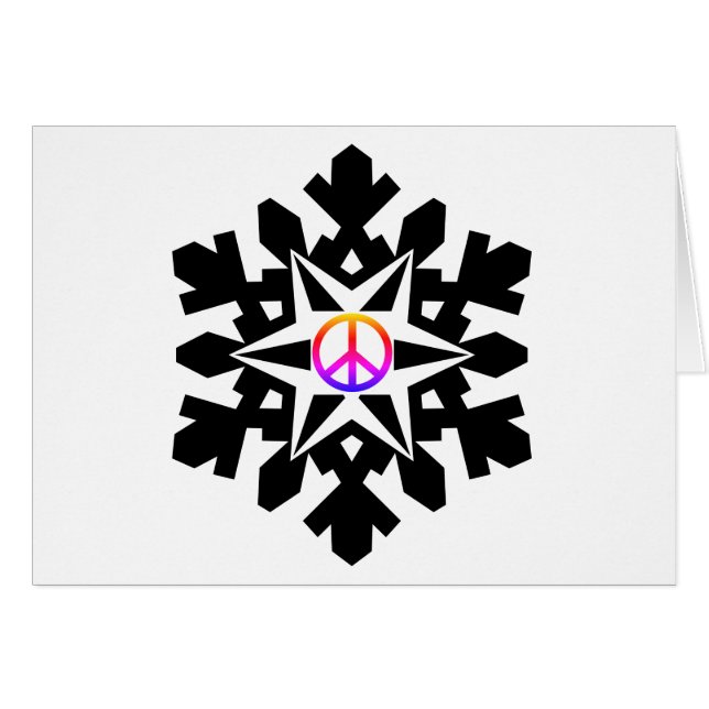 Peace symbol snow-flake Christmas card (Front Horizontal)