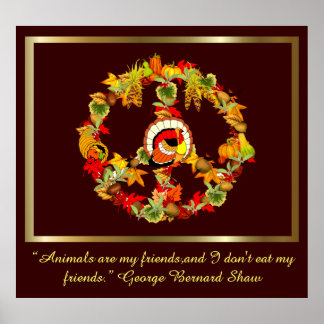 Peace Symbol Thanksgiving Turkey Poster