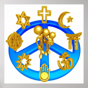 Peace Symbol Uniting All World Religions Poster