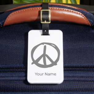 Peace Symbol Vintage Sign For Peaceful Hippie Luggage Tag