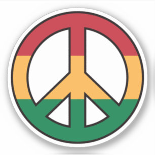 Peace symbol with rasta colors