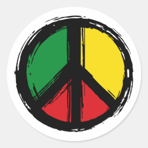 Peace Symbol with reaggae colors Classic Round Sticker