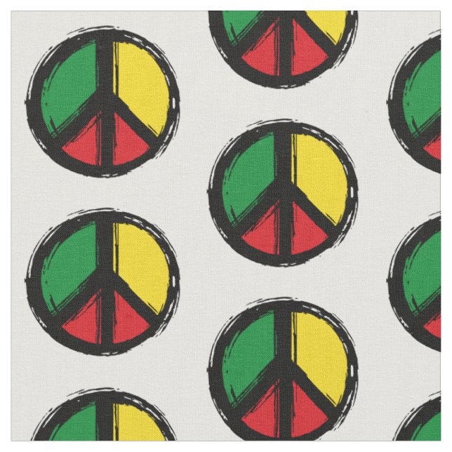 Peace Symbol with reaggae colours Fabric (Close Up)