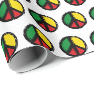 Peace Symbol with reaggae colours Wrapping Paper