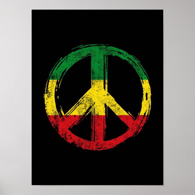 Peace Symbol With Reggae Colours Poster (Front)