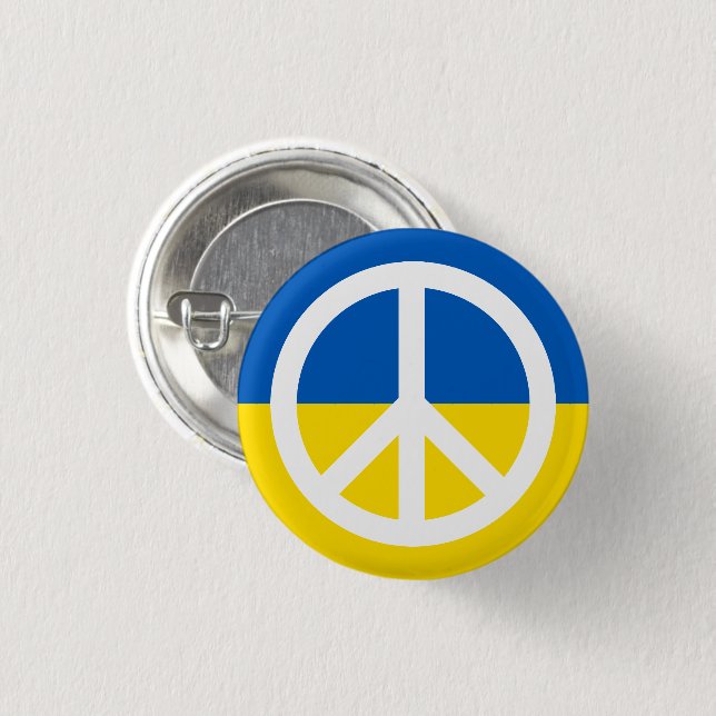 Peace symbol with Ukraine flag anti war 3 Cm Round Badge (Front & Back)