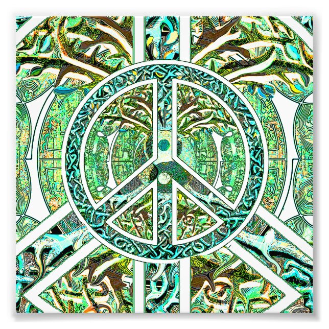 Peace Symbol, Yin Yang, Tree of Life in Green Photo Print (Front)
