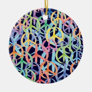 Peace Symbols Art Ceramic Tree Decoration