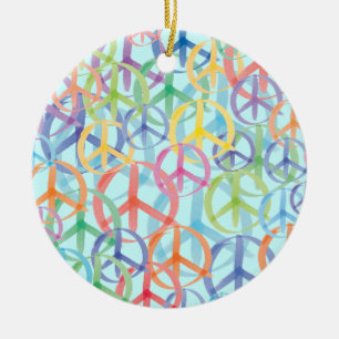 Peace Symbols Art Ceramic Tree Decoration